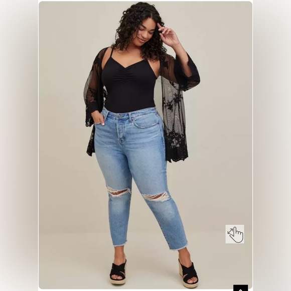 Torrid Embroidery Mesh Kimono size 1 - Picture 4 of 12